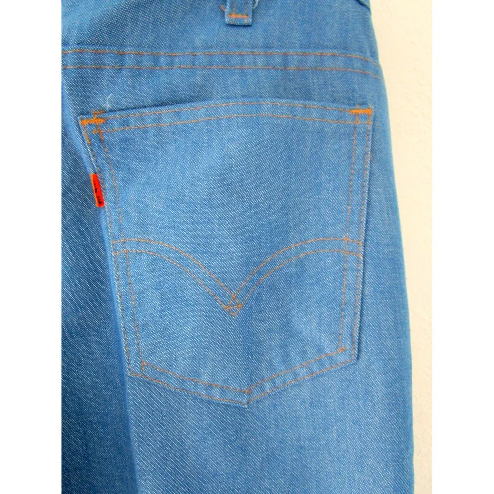1970's Levi's Wide Leg Womens Medium Denim Pant Shirt Set Orange Tab